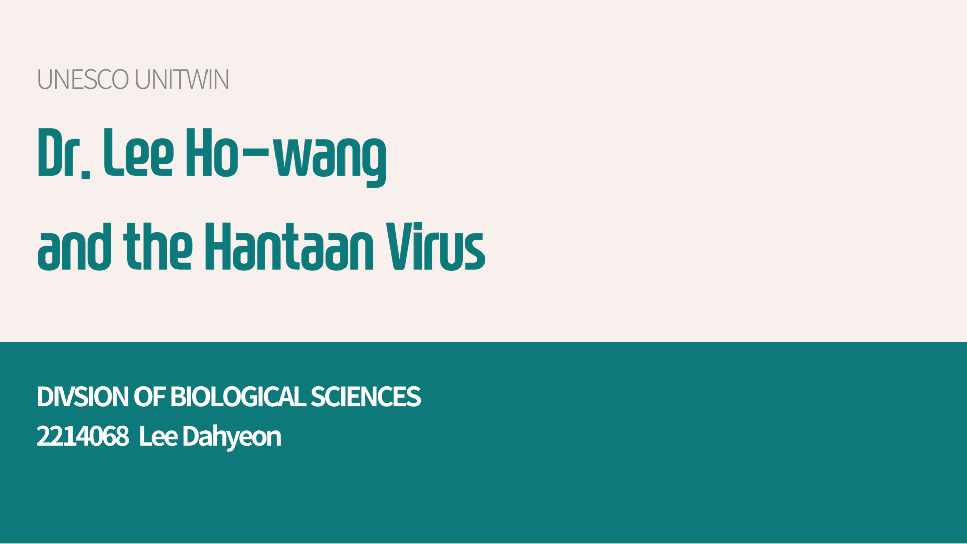 Dr. Lee Ho-wang and the Hantaan Virus