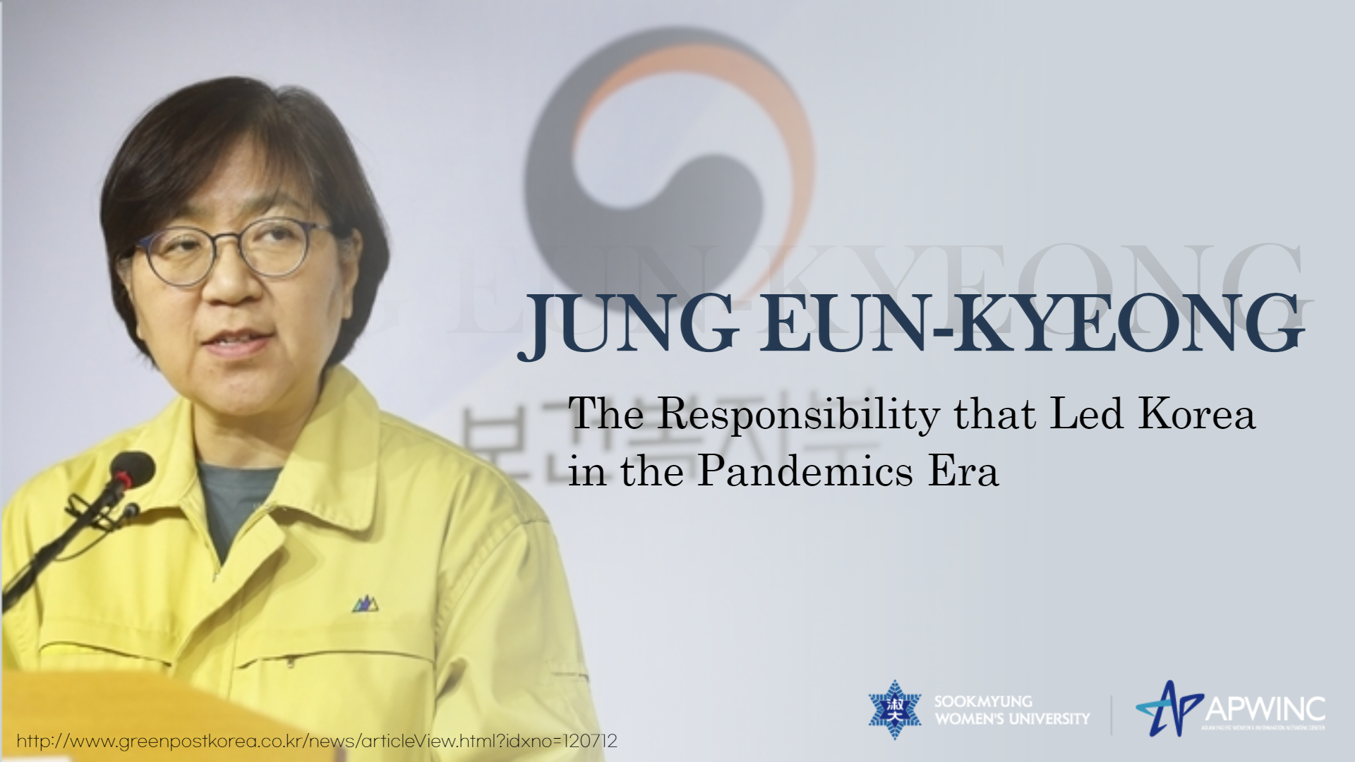 Jung Eun-Kyeong, The Responsibility that Led Korea in the Pandemics Era
