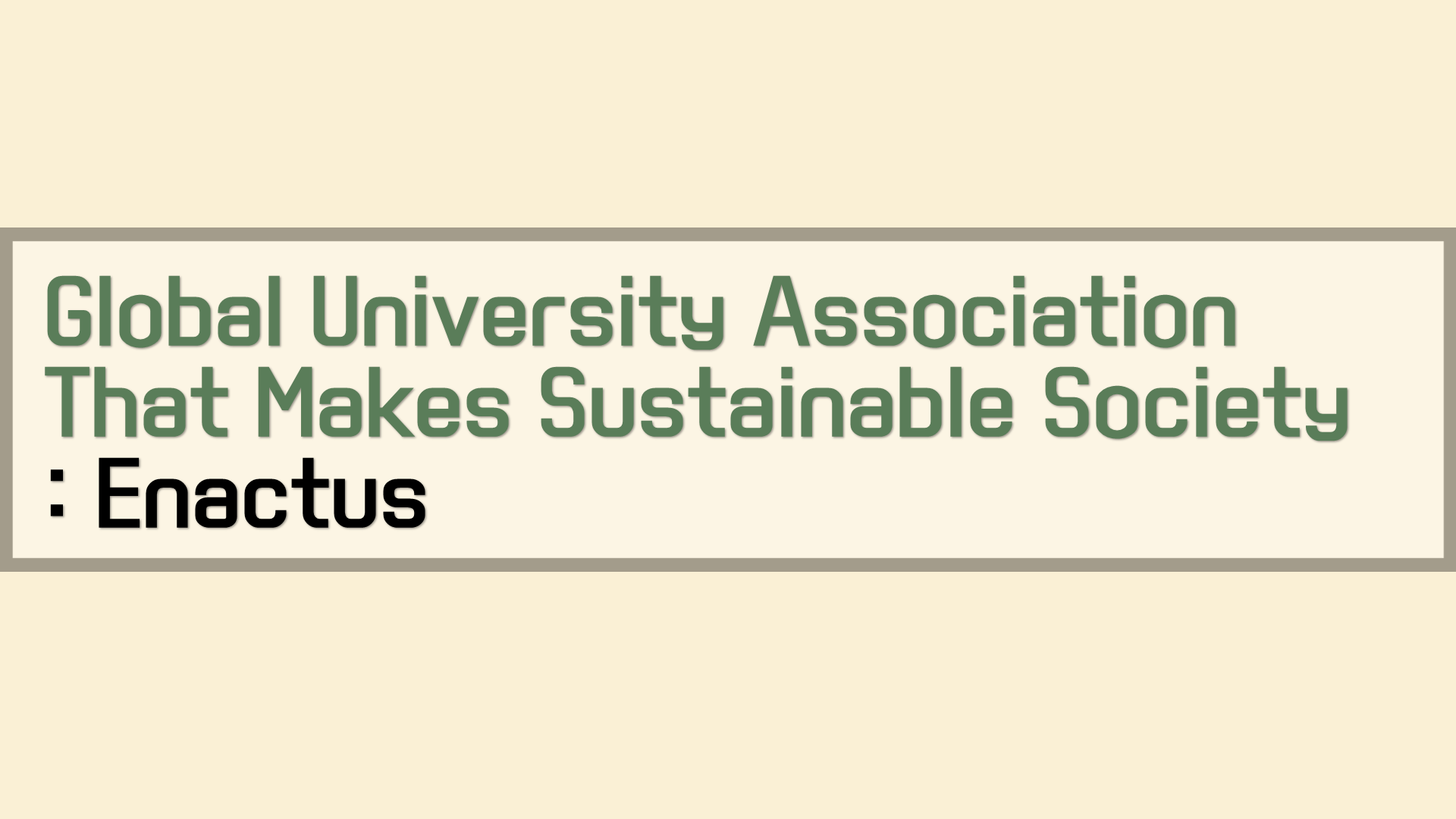 Global University Association that Makes Sustainable Society: Enactus